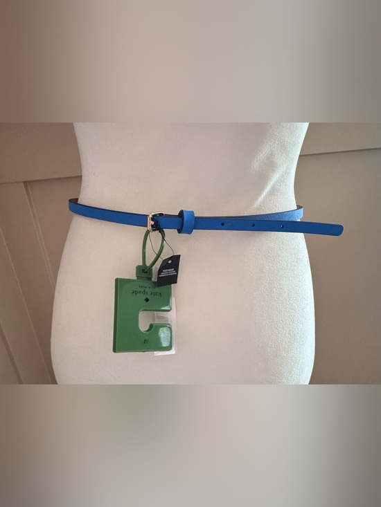 kate spade Electric Blue Slim Leather Bow Belt with Silver Hardware main image 5